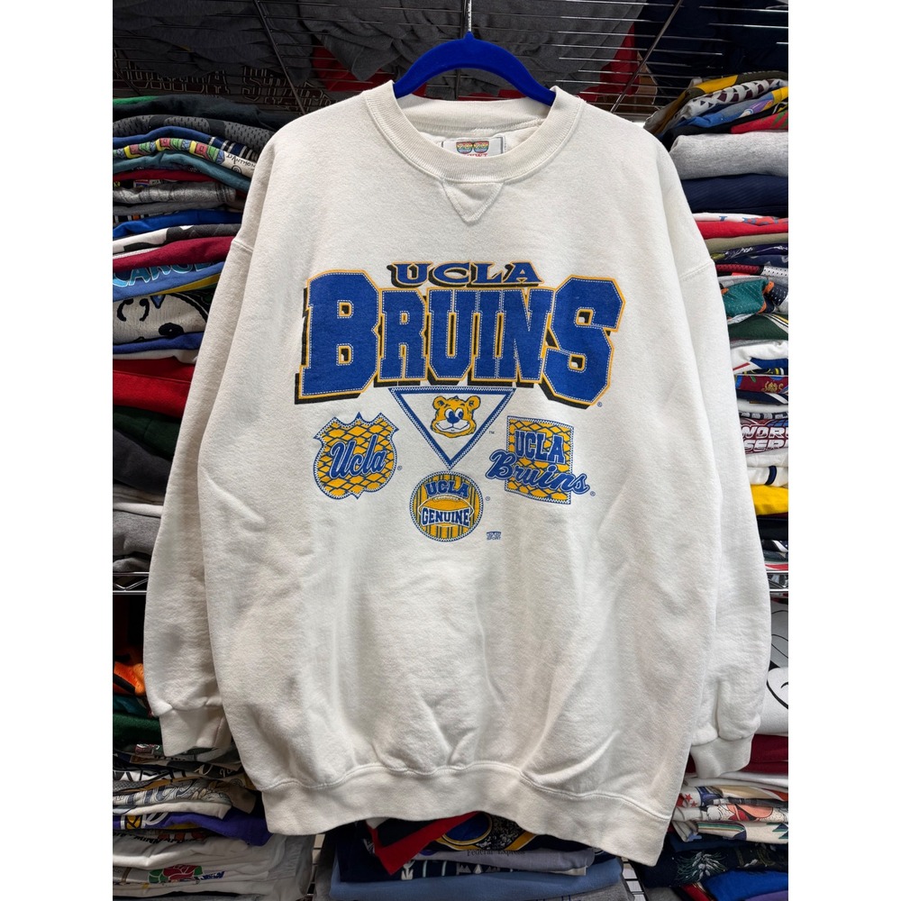 Vintage 90s UCLA Bruins Sweatshirt Mens L White University California Made USA